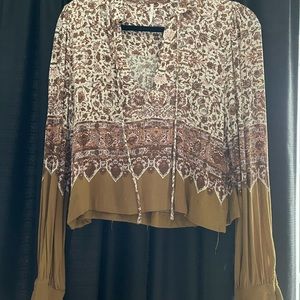 Free People Long Sleeve Crop Blouse